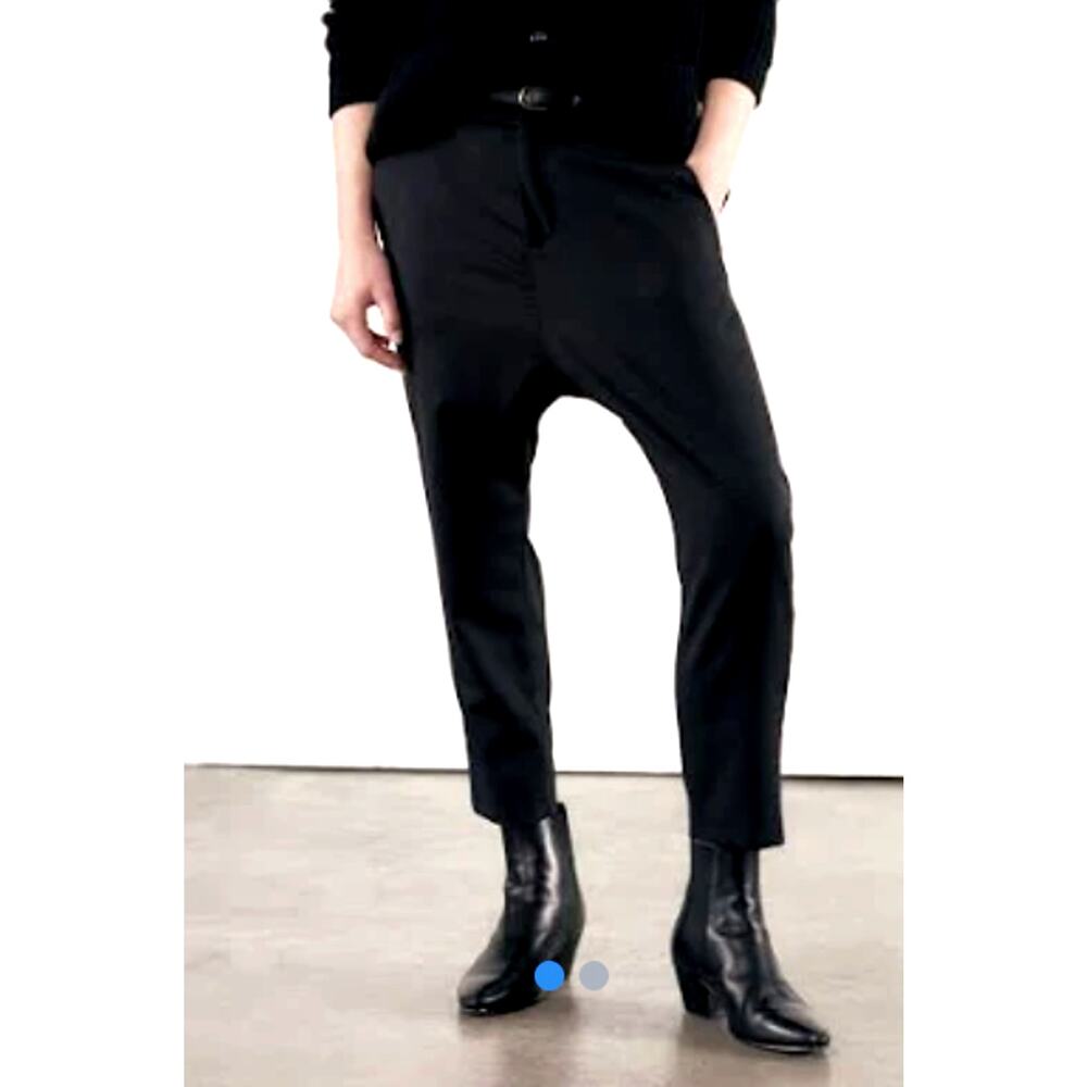 Nili Lotan Black Cropped Drop-Crotch Pants